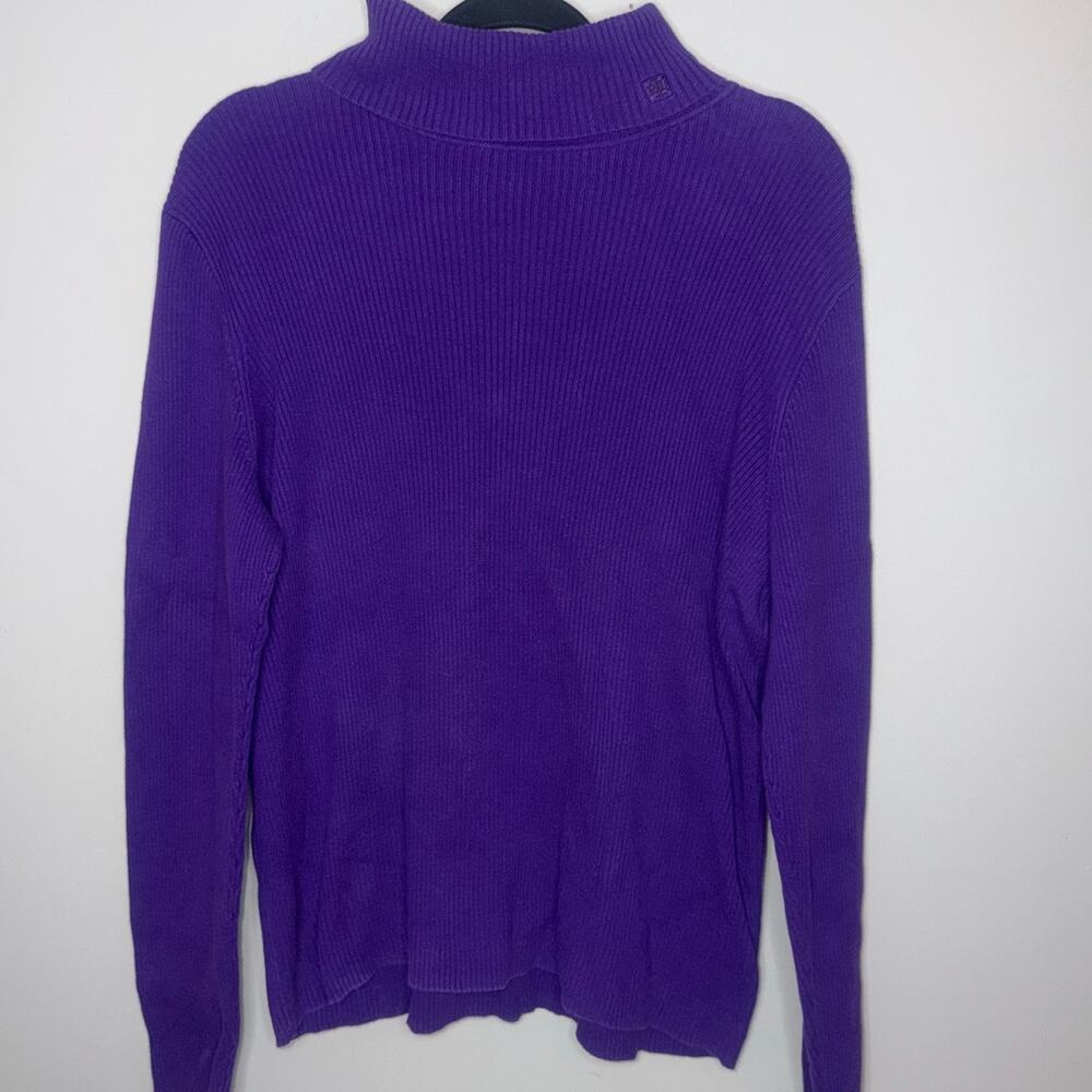 Lauren Ralph Lauren Women's Size XL Purple Embroidered Long Sleeve Turtleneck